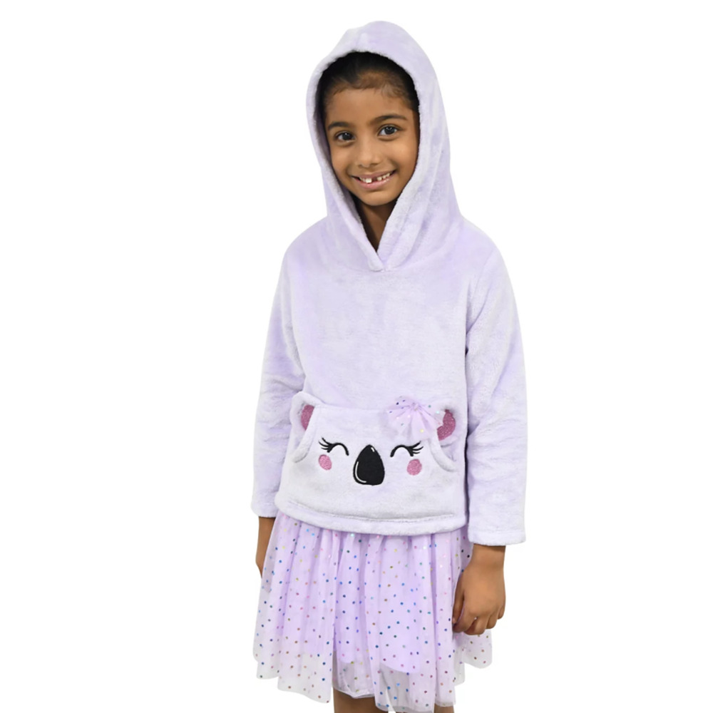 Pink & Violet Toddler Girls Koala Pocket Hoodie Sweater Dress Size 4 NWT
